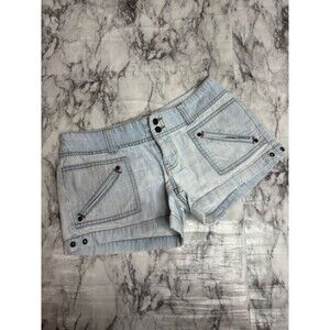 Old Navy Y2K 100% Cotton Ultra Low Rise Light Blue Denim Jean Shorts size 4